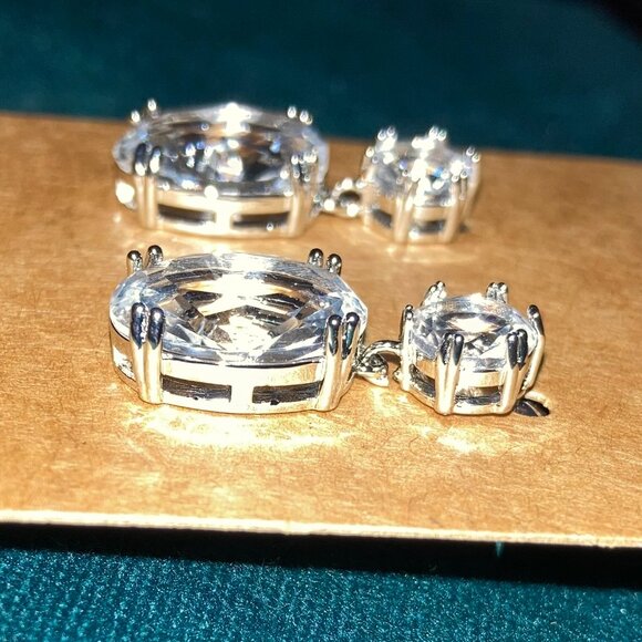 NEW Classic Clear Gems Earrings Faux Crystal Wedding Formal Cocktail Jewelry - Picture 4 of 13